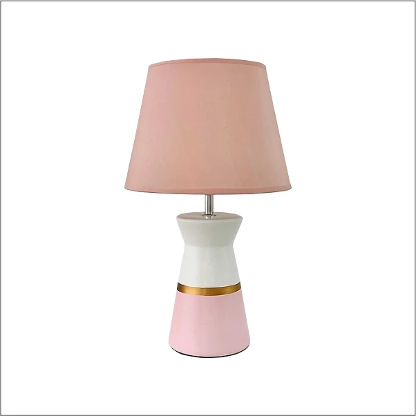 Đèn ngủ để bàn gốm sứ màu hồng kiểu dáng Hàn Quốc - TopE